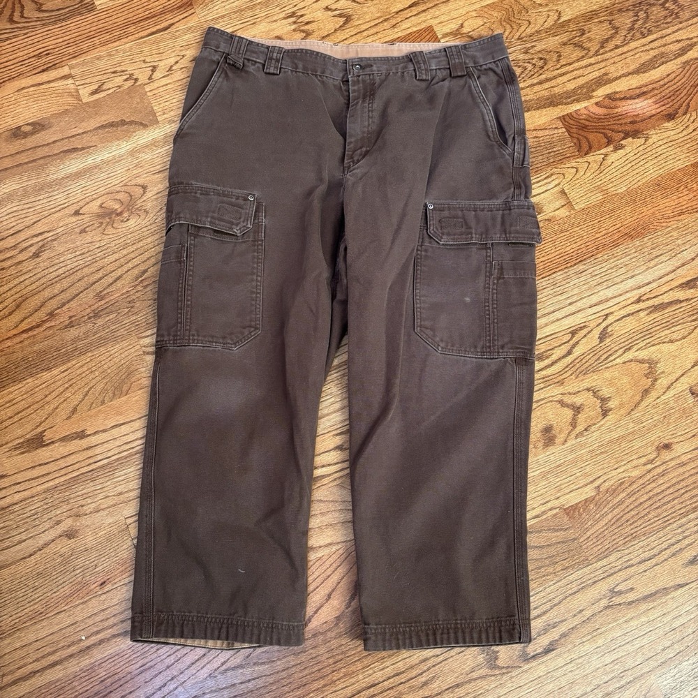 Duluth Trading Co Men's Brown Cargo Work‎ Pants Size 42x30 Heavyweight Cotton